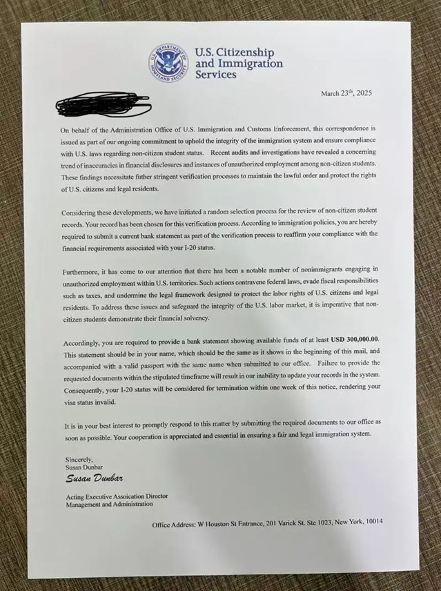 骗子假冒ICE，写信威胁行骗中国留学生.jpg