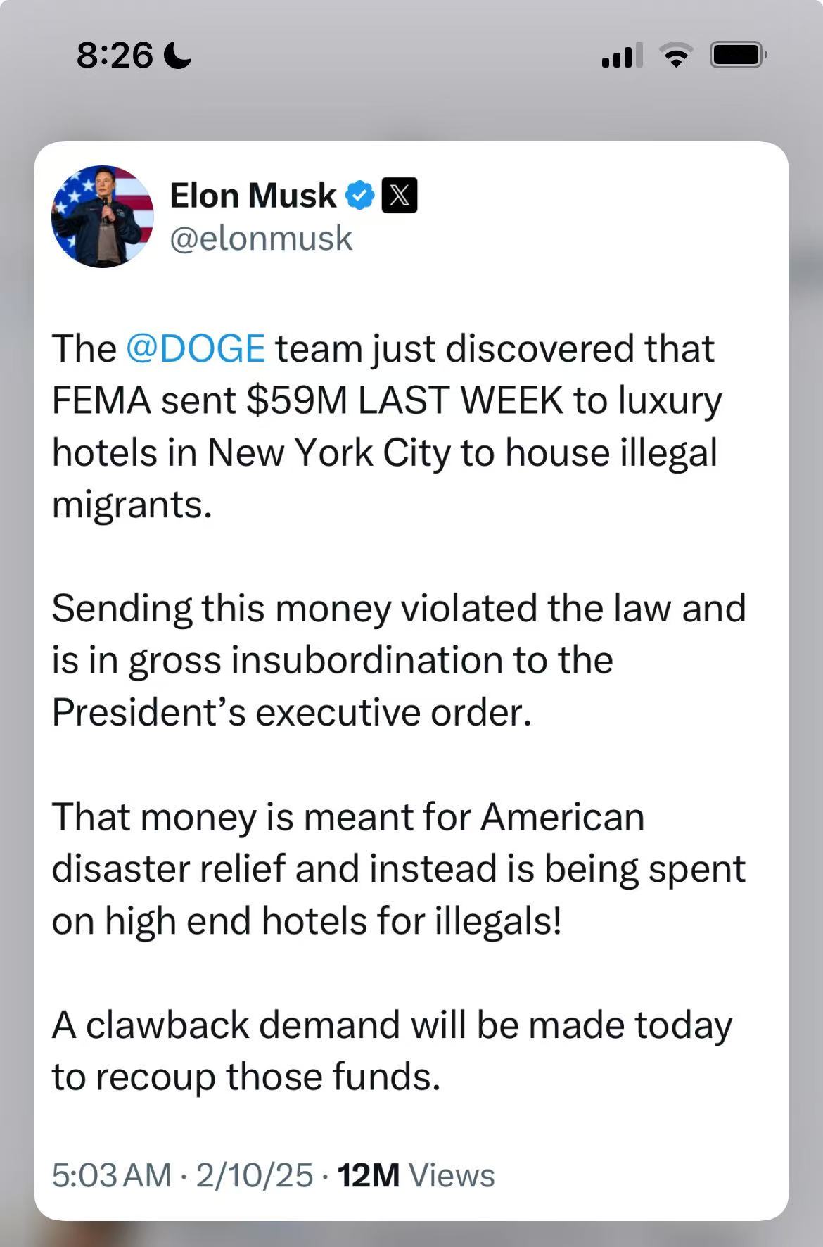 Elon Musk FEMA sent $59M to luxury hotels in NYC to house ‘illegal migrants’.jpg