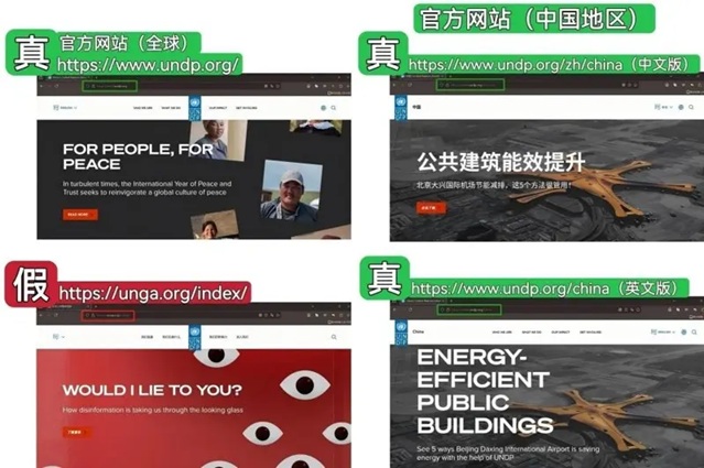 「四川中青人才科技研究院」伪造网站与UNDP官方网站的对比图.jpg